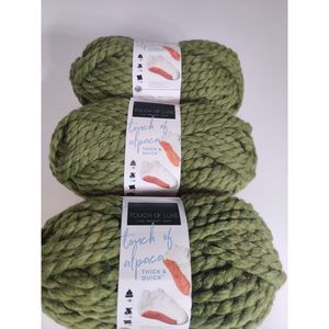Touch Of Alpaca Thick & Quick Lion Brand Yarn Jumbo 7, Leek, 3 pack Lot